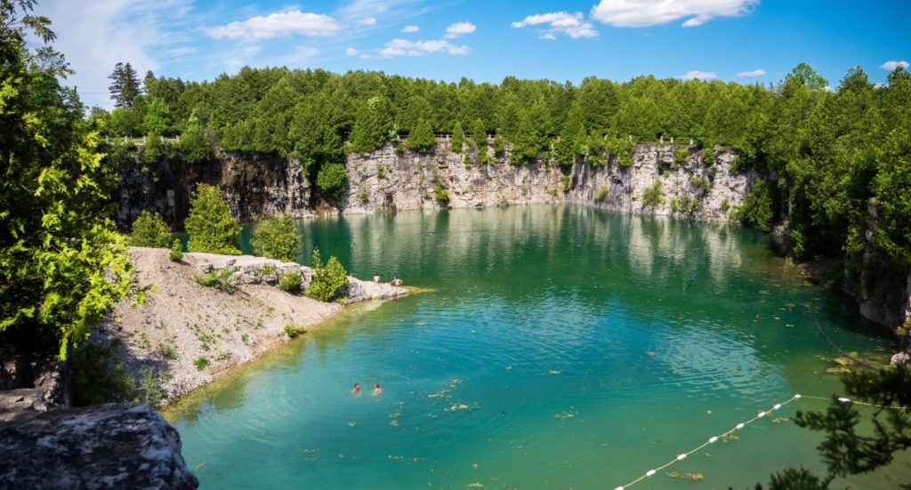 an aerial photo of Elora Gorge